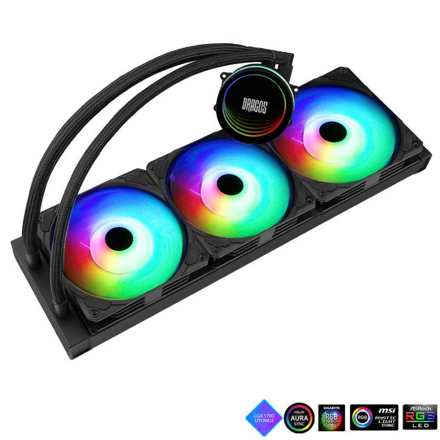 Dragos Vortex V-360 ARGB 360mm Sıvı Soğutucu - Siyah